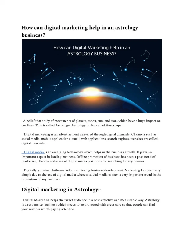 How can digital marketing help in an astrology business?