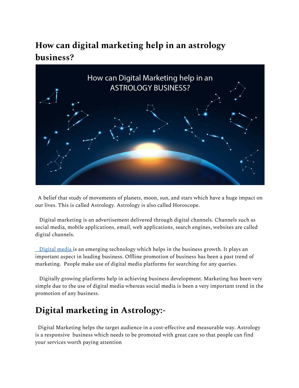 how can digital marketing help in an astrology