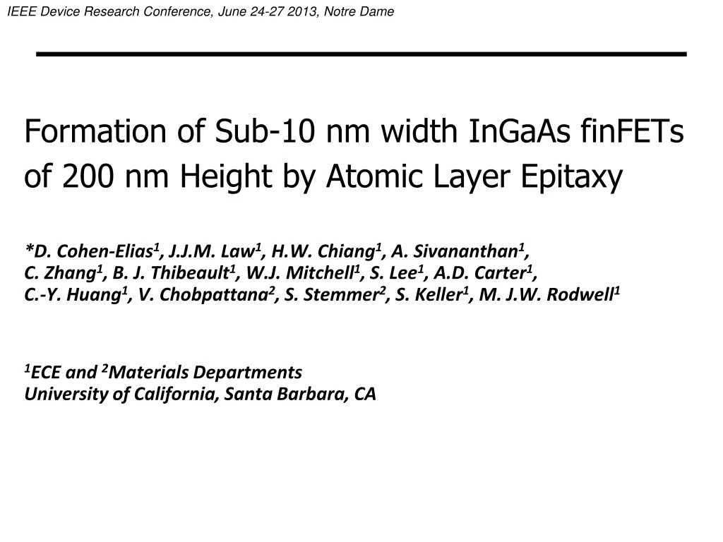 formation of sub 10 nm width ingaas finfets of 200 nm height by atomic layer epitaxy