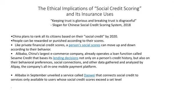 The Ethical Implications of “Social Credit Scoring” and Its Insurance Uses