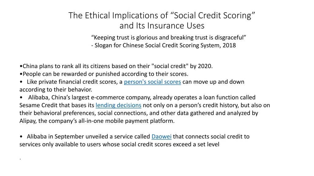 the ethical implications of social credit scoring and its insurance uses