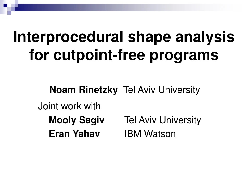 interprocedural shape analysis for cutpoint free programs