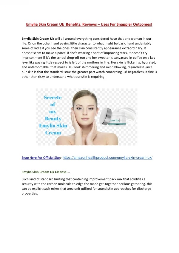 "Peruse To Buy'' Emylia Skin Cream Uk: Read Reviews, Cost,Benefits and Side Effects!