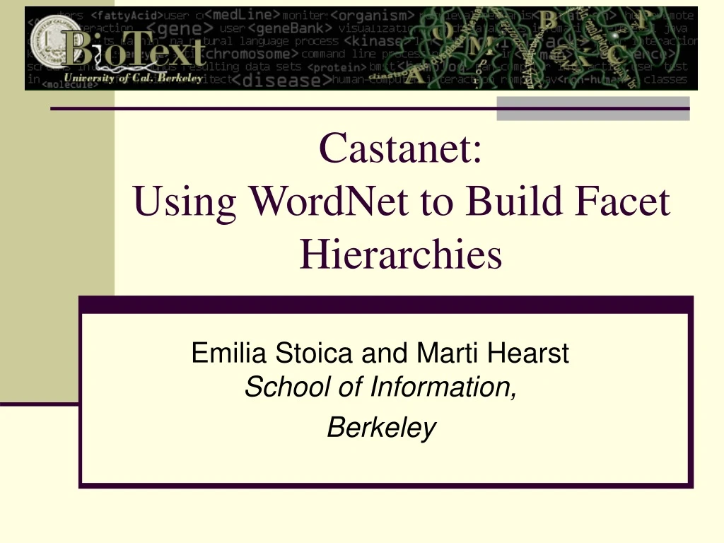 castanet using wordnet to build facet hierarchies