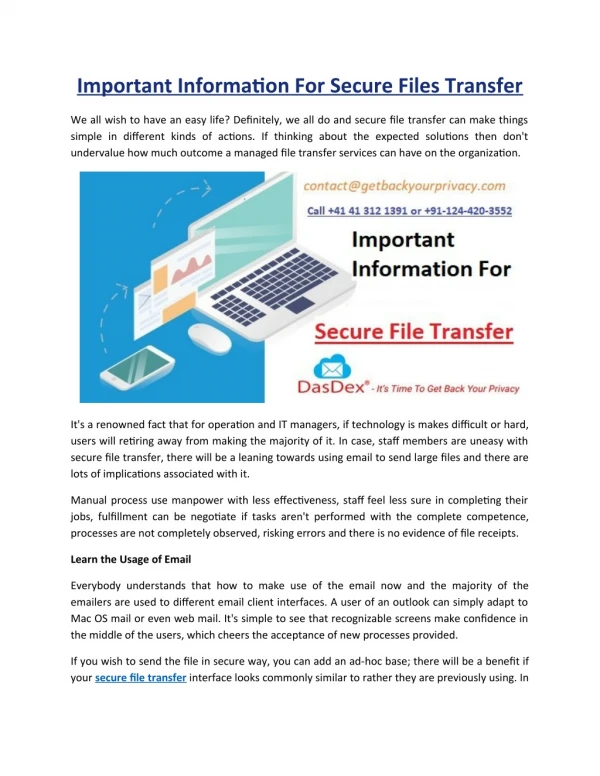 important information for secure files transfer