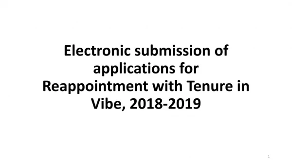 Electronic submission of applications for Reappointment with Tenure in Vibe, 2018-2019