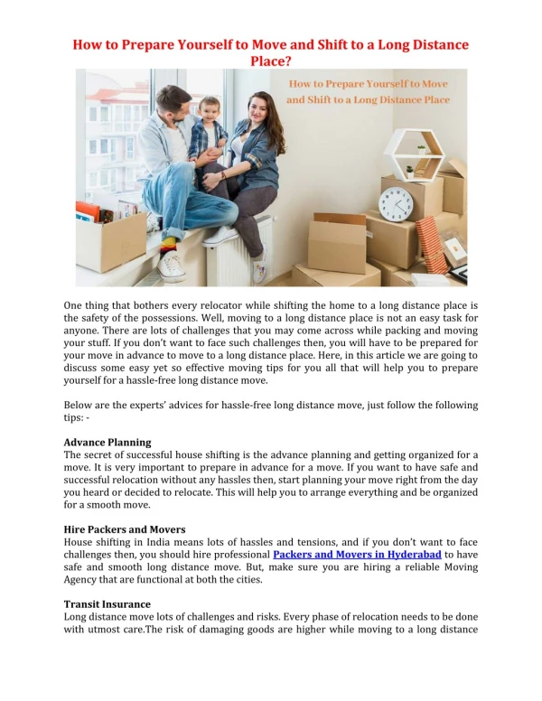 how to prepare yourself to move and shift