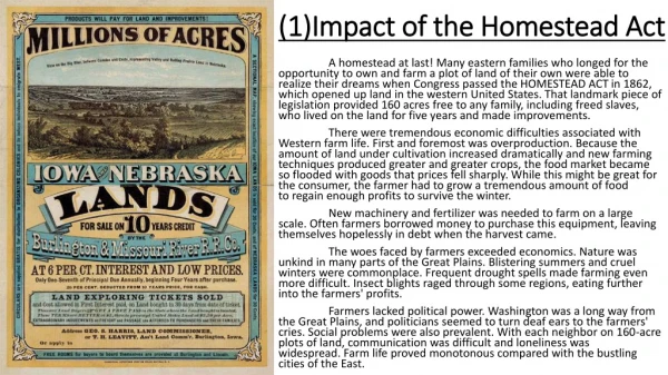 (1)Impact of the Homestead Act