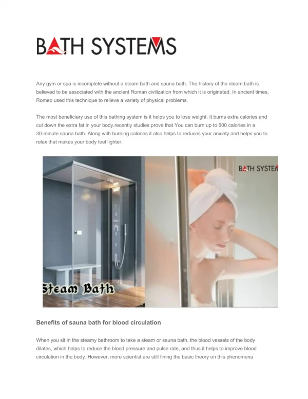 Why is the sauna-steam bath is good for health-Bathsystems