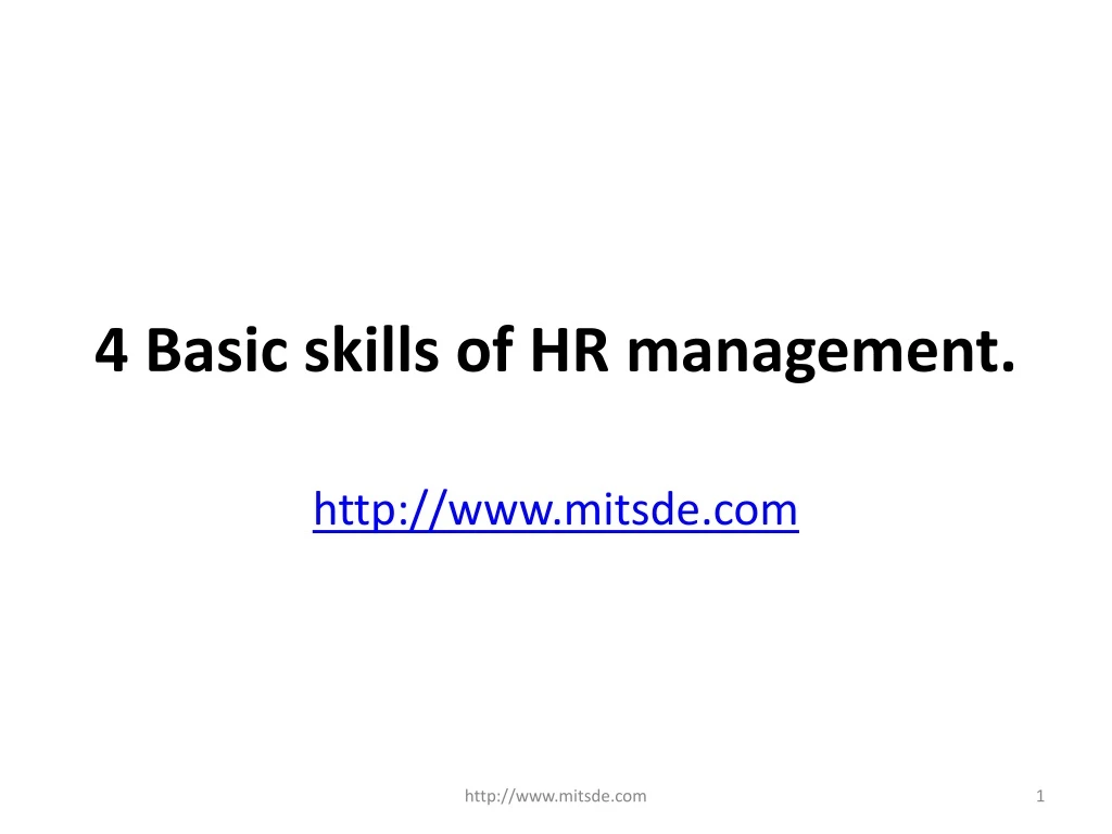 4 basic skills of hr management