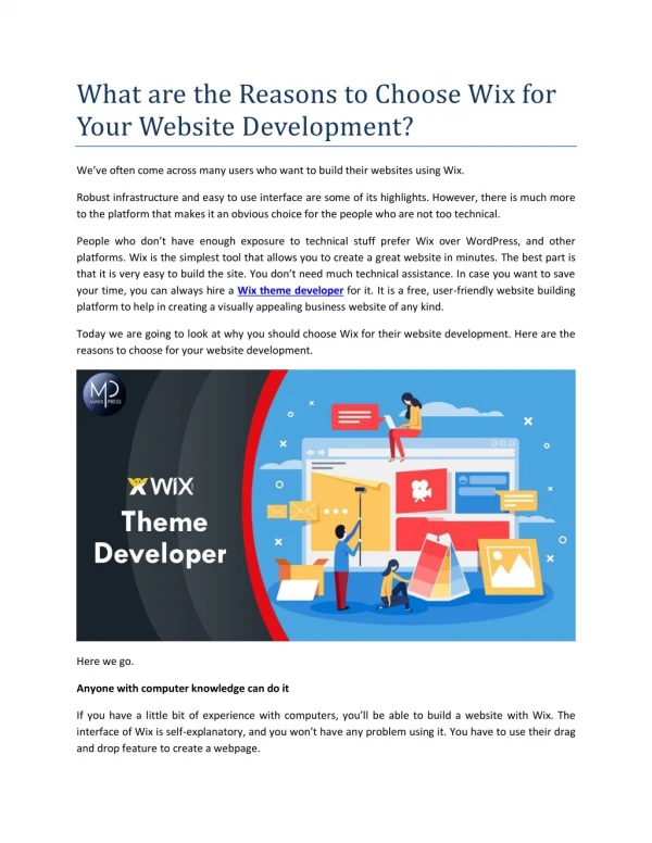 What are the Reasons to Choose Wix for Your Website Development?