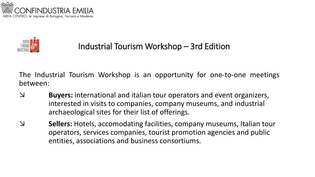 industrial tourism workshop 3rd edition