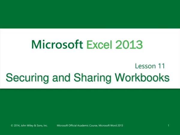 Securing and Sharing Workbooks