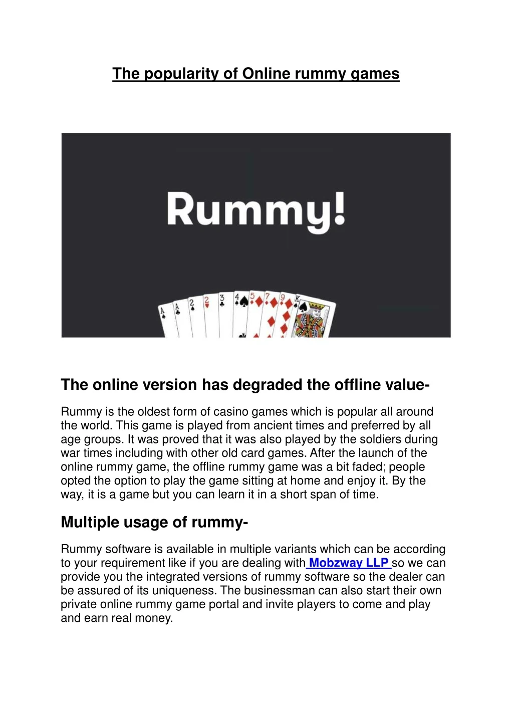 the popularity of online rummy games
