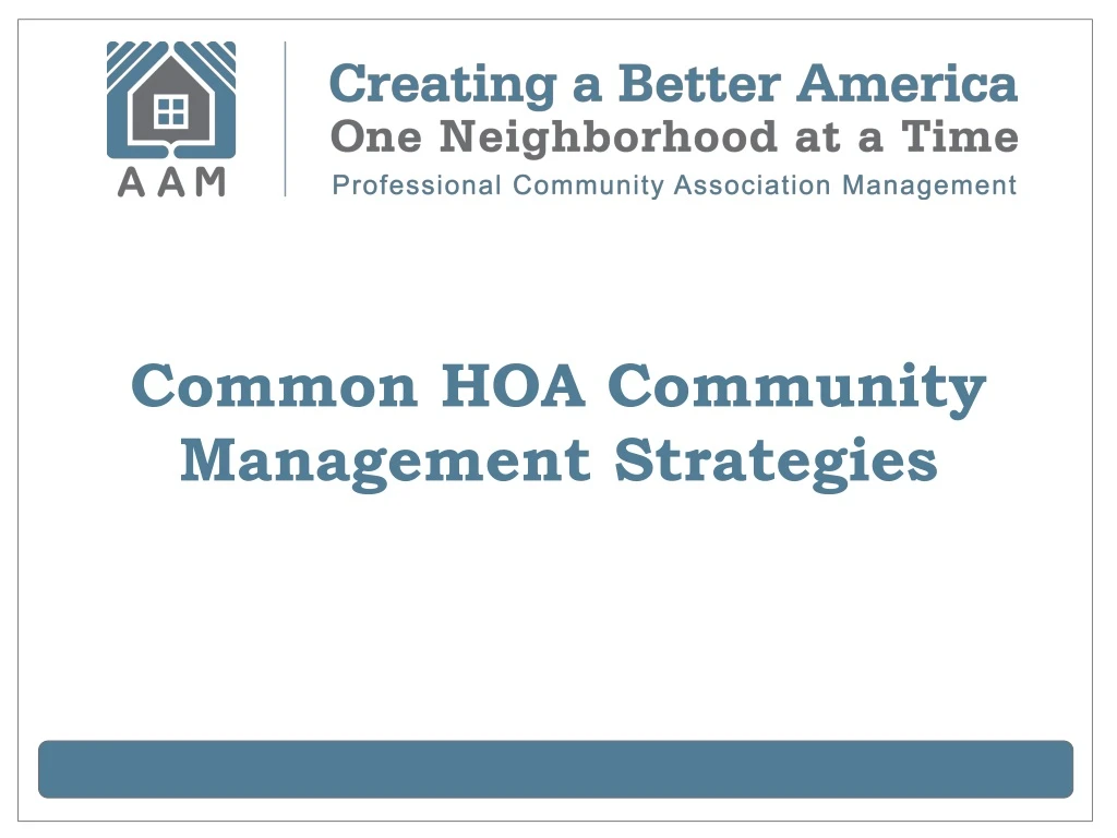 common hoa community management strategies