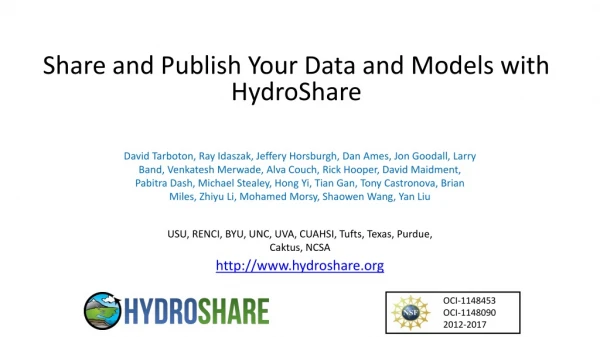 Share and Publish Your Data and Models with HydroShare