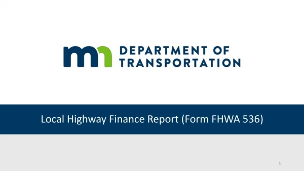 Local Highway Finance Report (Form FHWA 536)