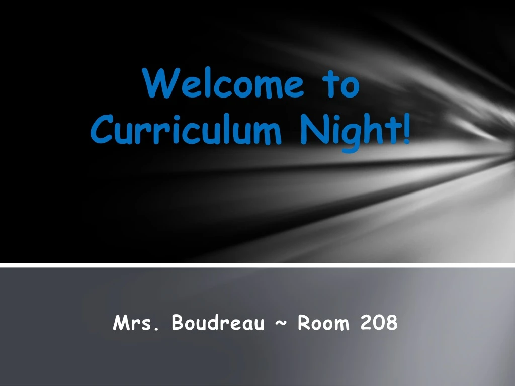 welcome to curriculum night