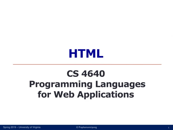 HTML CS 4640 Programming Languages for Web Applications