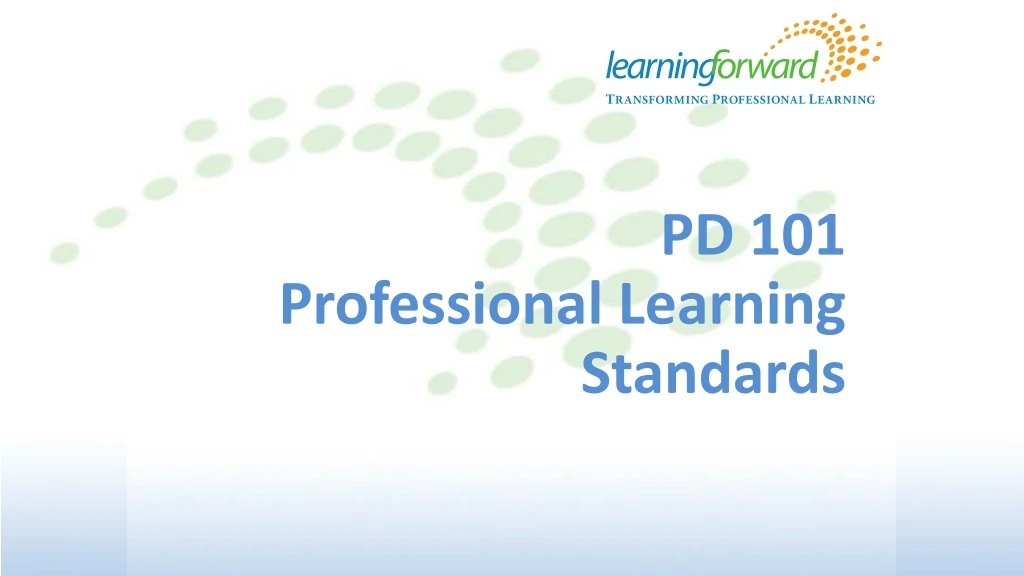 pd 101 professional learning standards