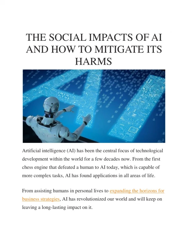 the social impacts of ai and how to mitigate