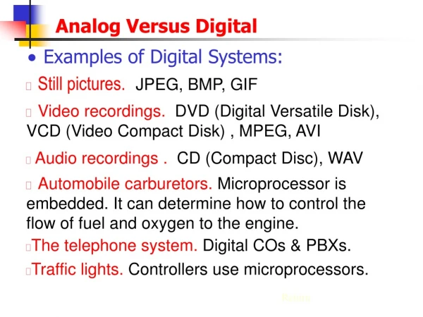 Analog Versus Digital