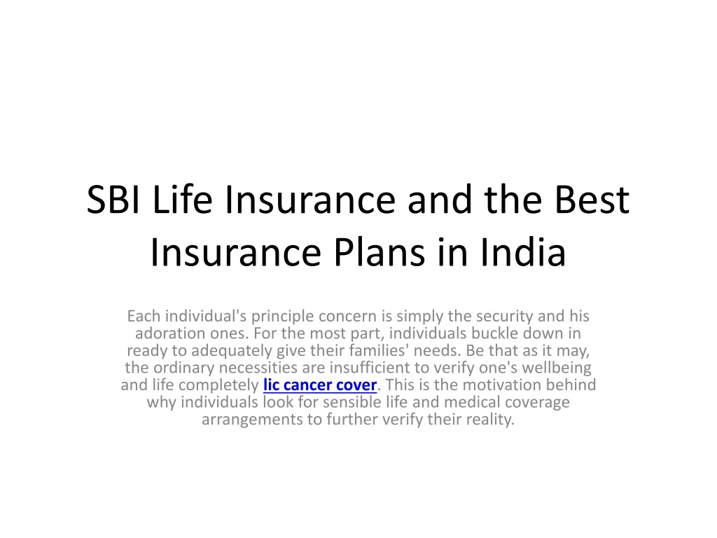 sbi life insurance and the best insurance plans in india
