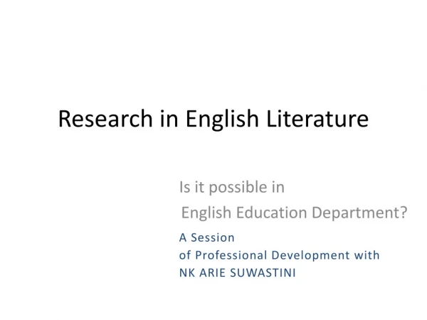 Research in English Literature