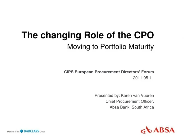 The changing Role of the CPO Moving to Portfolio Maturity
