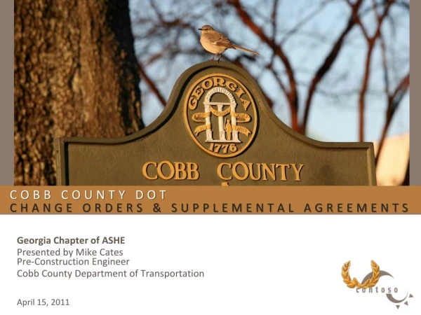 Cobb County DOT Change Orders &amp; Supplemental Agreements