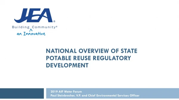 National Overview Of State Potable Reuse Regulatory Development