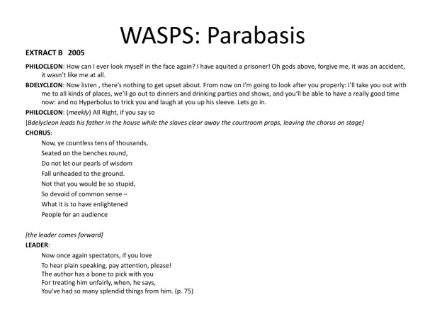 WASPS: Parabasis