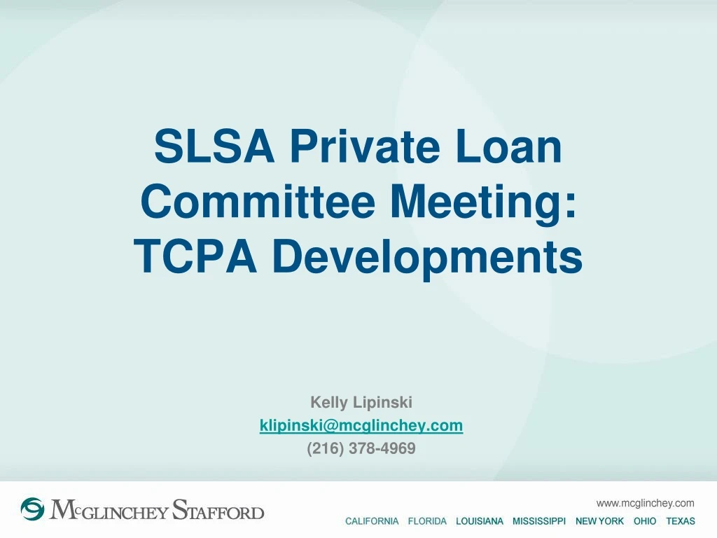 slsa private loan committee meeting tcpa developments