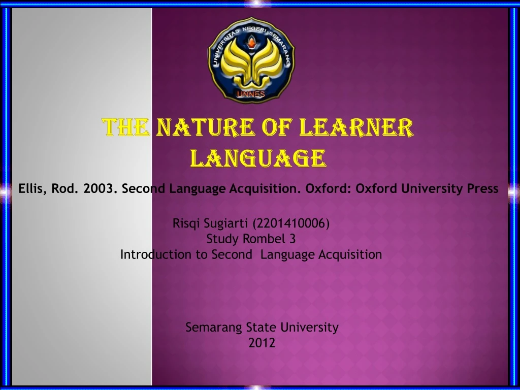 the nature of learner language