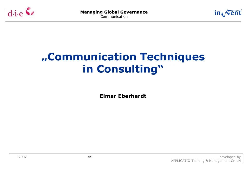 communication techniques in consulting elmar