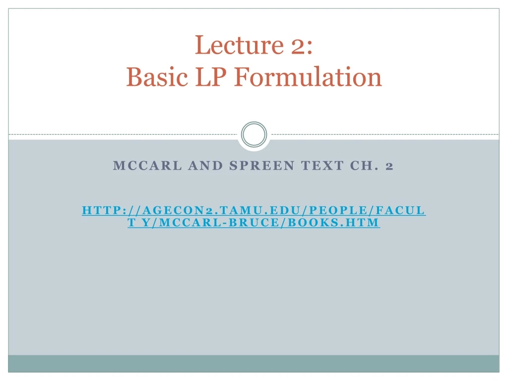 lecture 2 basic lp formulation