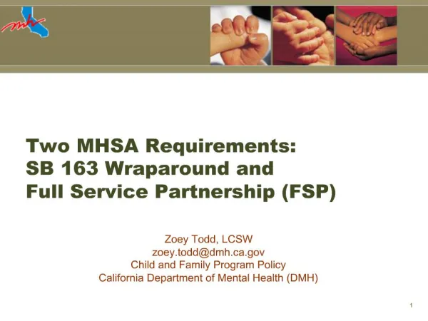 Two MHSA Requirements: SB 163 Wraparound and Full Service Partnership FSP