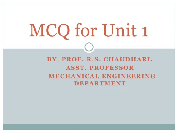 MCQ for Unit 1