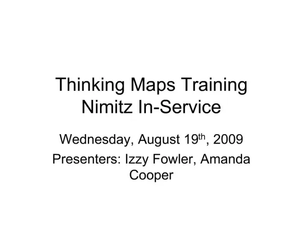 Thinking Maps Training Nimitz In-Service