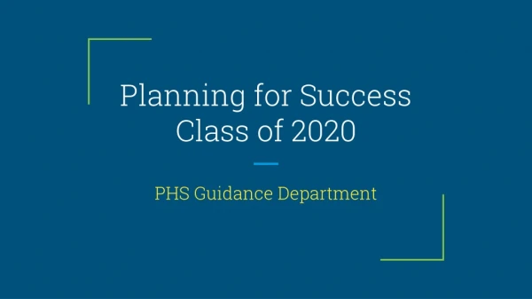 Planning for Success Class of 2020