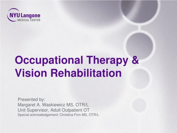 Occupational Therapy &amp; Vision Rehabilitation