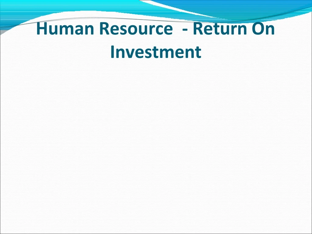 human resource return on investment