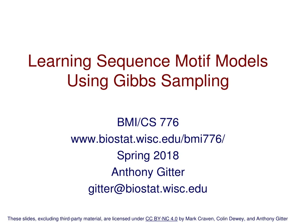 learning sequence motif models using gibbs sampling