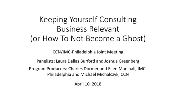 CCN/IMC-Philadelphia Joint Meeting Panelists: Laura Dallas Burford and Joshua Greenberg
