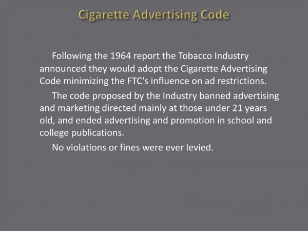 Cigarette Advertising Code