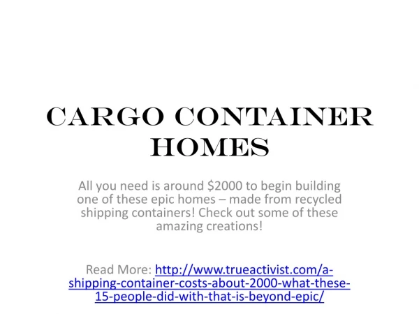 Cargo Container Homes