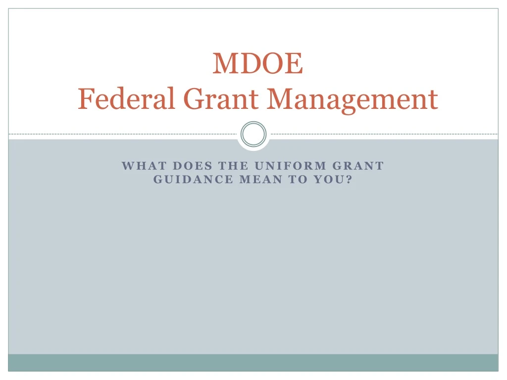 mdoe federal grant management