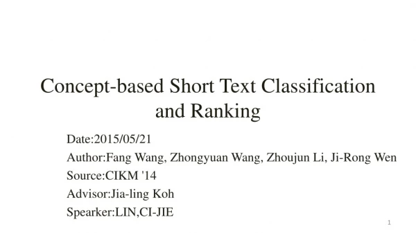 Concept-based Short Text Classification and Ranking