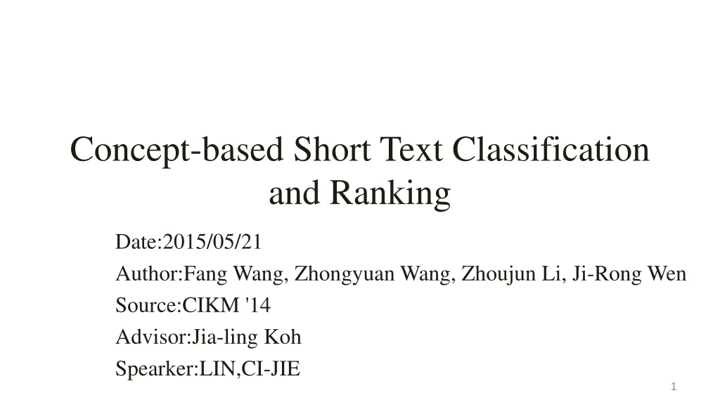 concept based short text classification and ranking