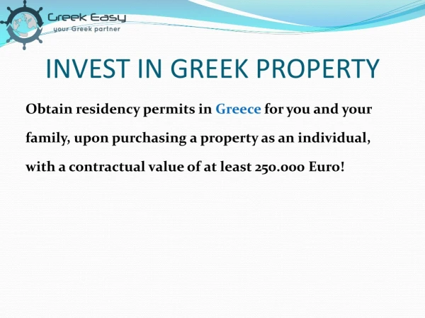 INVEST IN GREEK PROPERTY